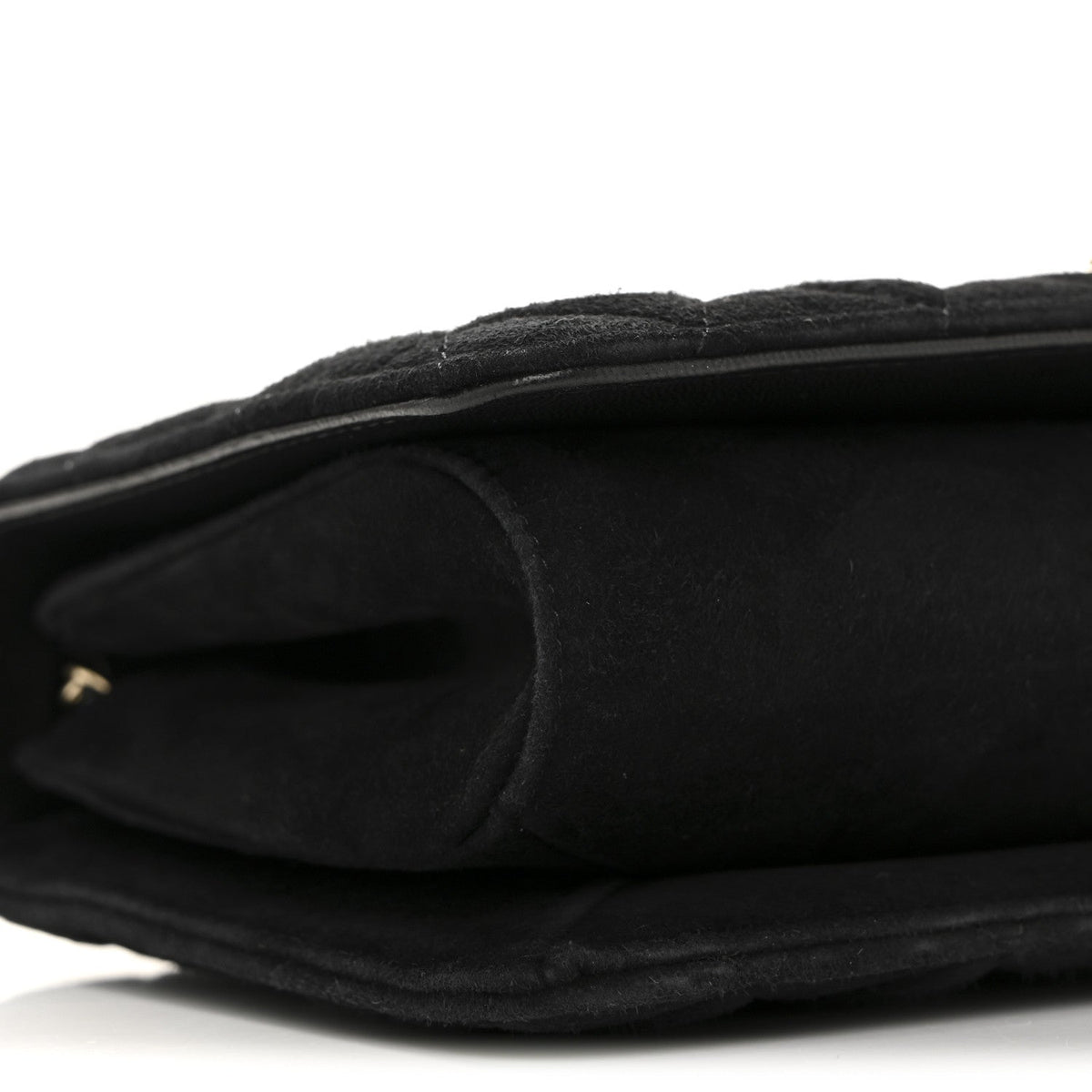 Quilted Suede Flap Shoulder Bag - Black