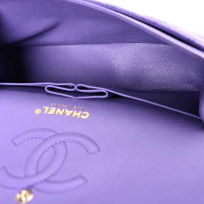 Small Quilted Caviar Flap Shoulder Bag - Purple