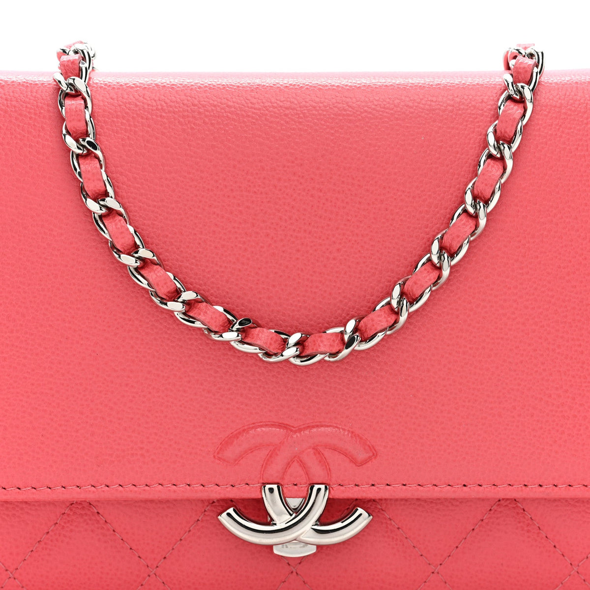 Quilted Calfskin Wallet Bag - Pink