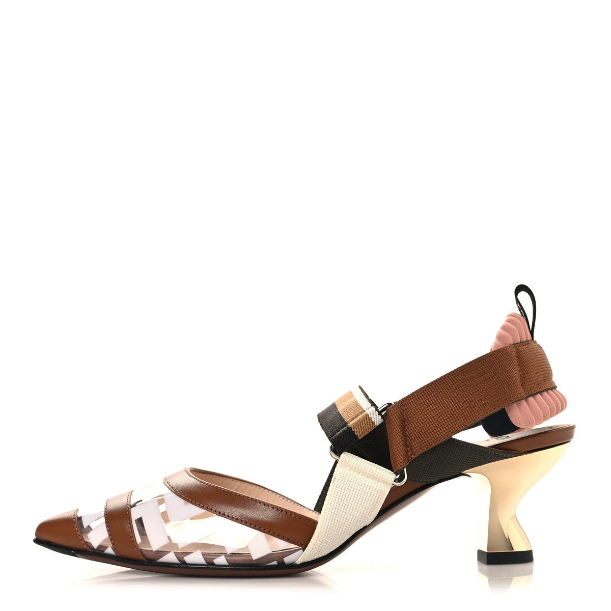 Fendipvc Vitello Ff Colibri 85Mm Slingback Pumps Transparent White Cuo