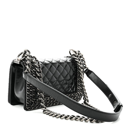 Small Quilted Calfskin Flap Shoulder Bag - Black