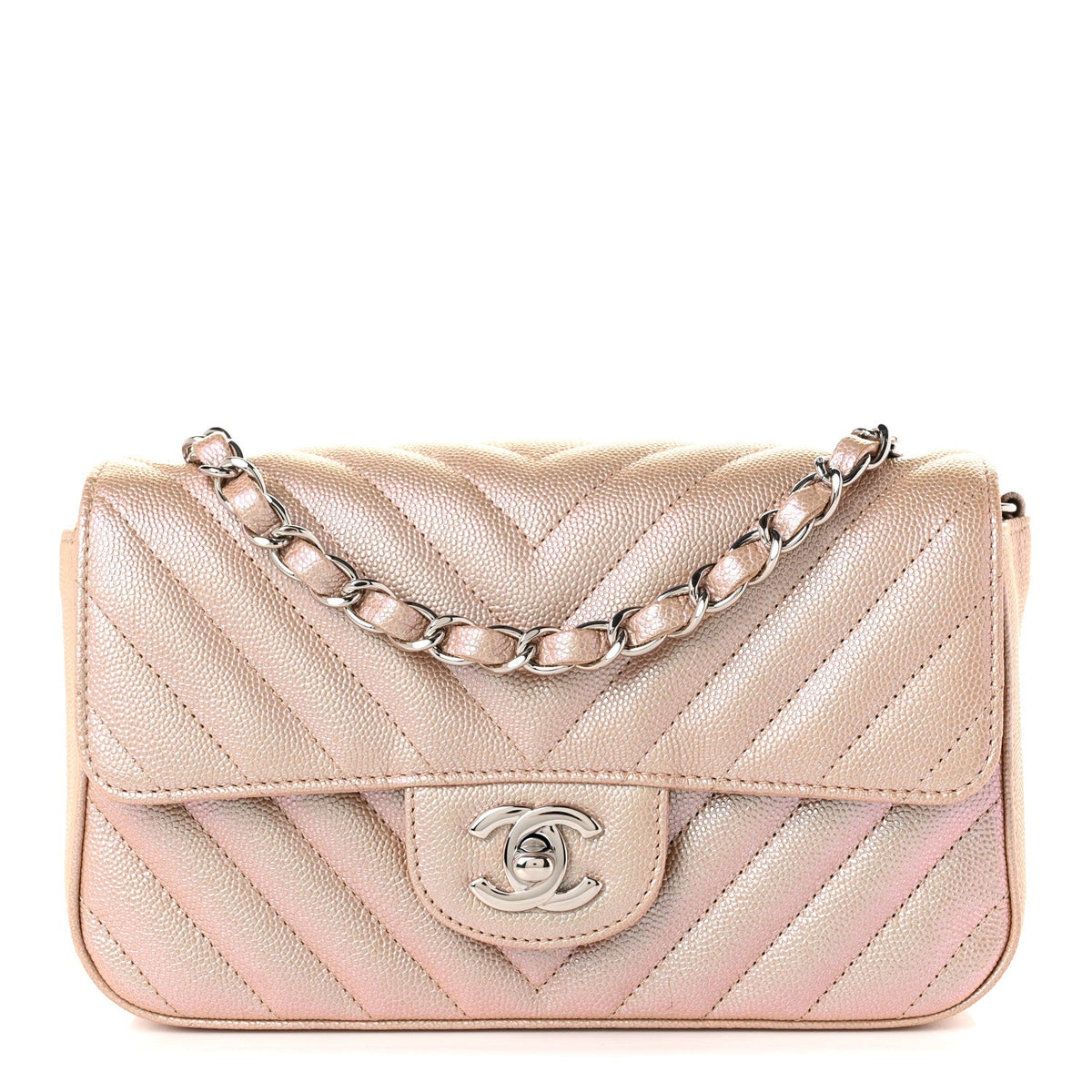 Mini Quilted Caviar Flap Shoulder Bag - Tan