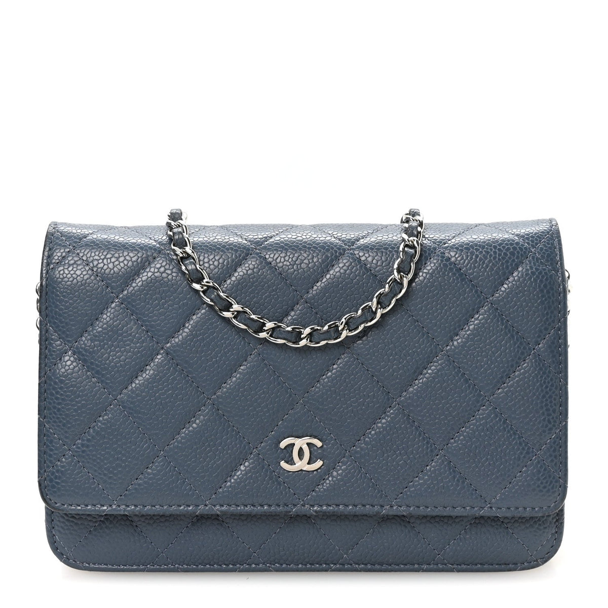 Quilted Caviar Wallet Bag - Blue