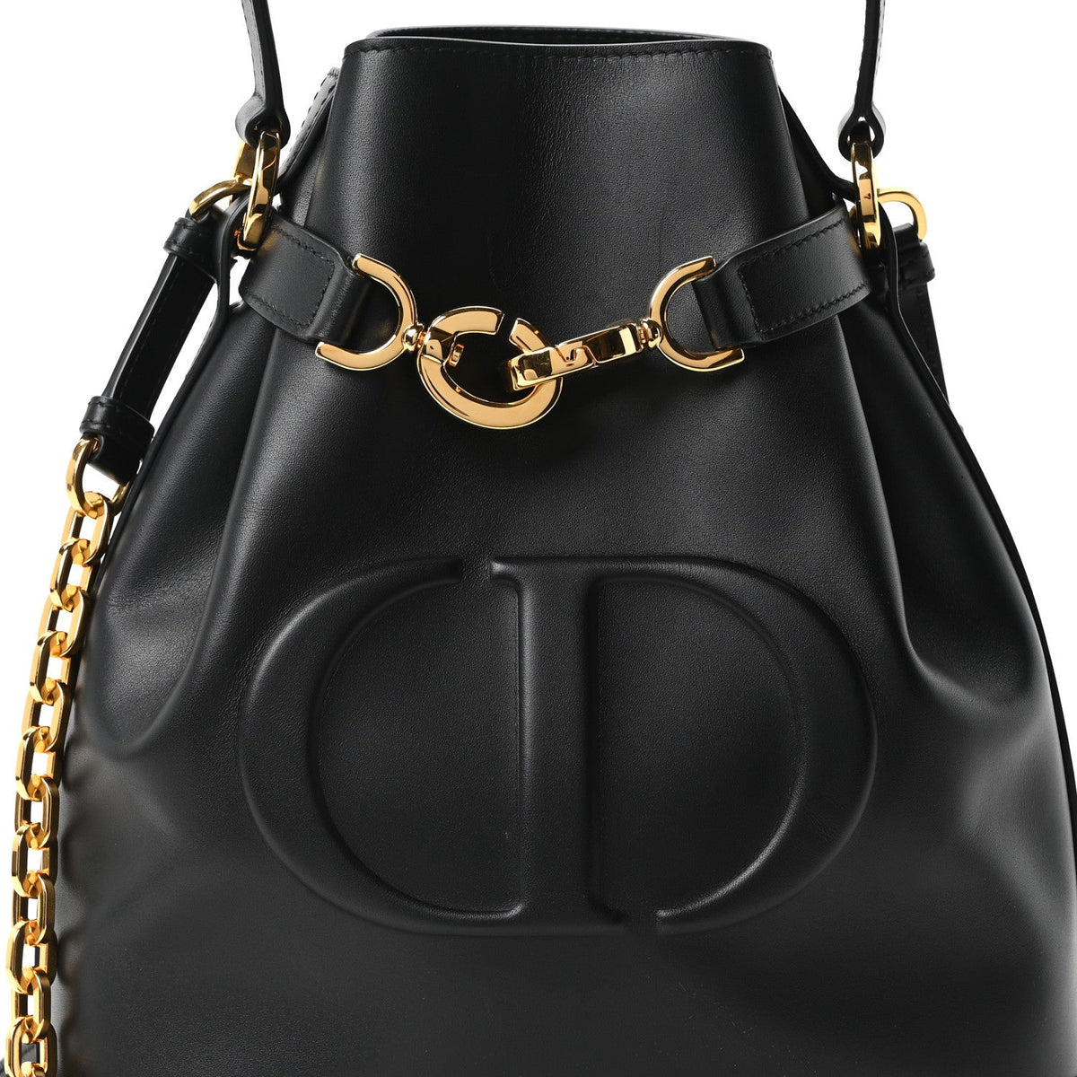 Medium Calfskin Bucket Bag - Black