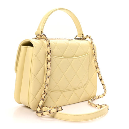 Small Quilted Lambskin Flap Shoulder Bag - Yellow