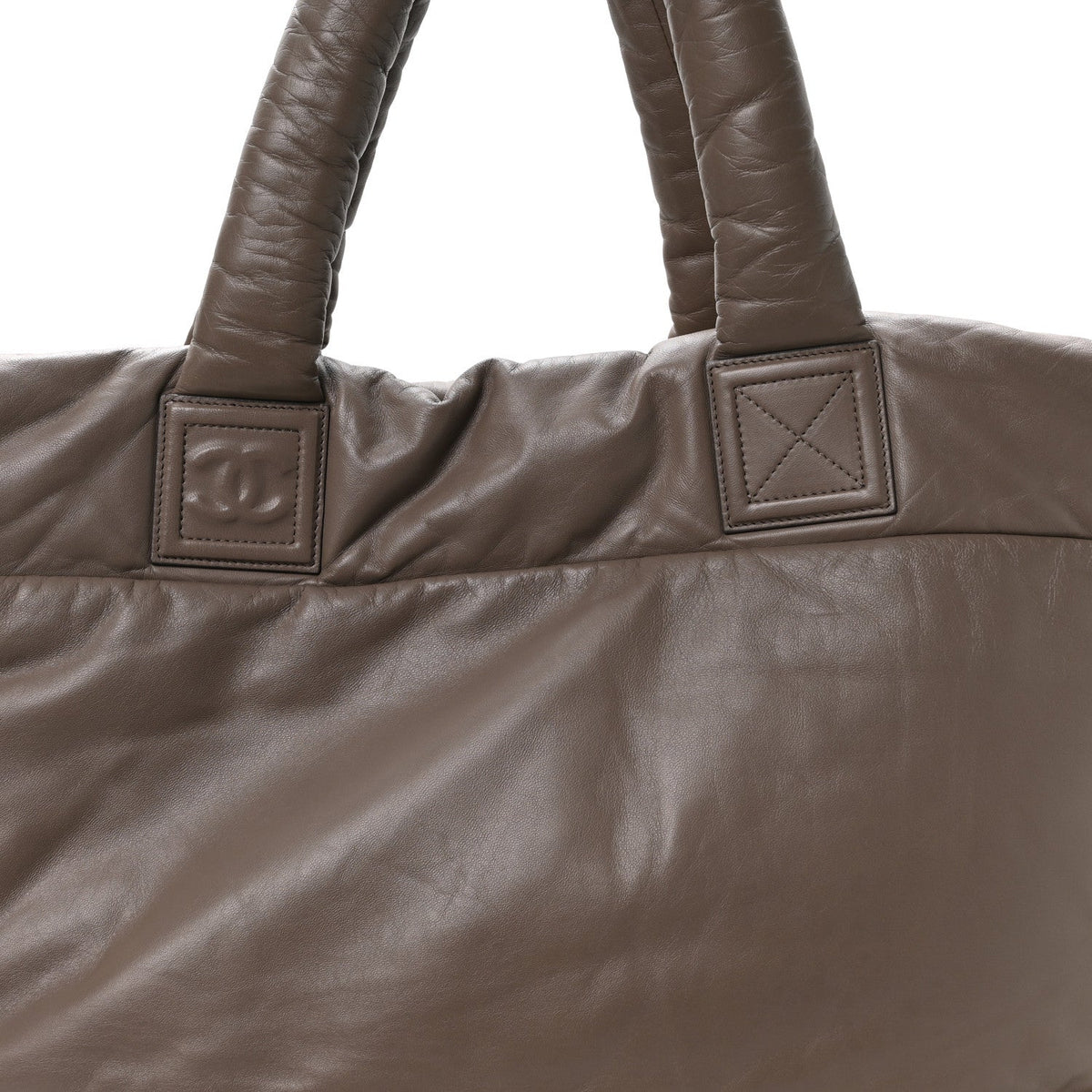 Large Quilted Lambskin Tote Bag - Grey