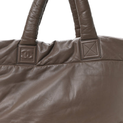 Large Quilted Lambskin Tote Bag - Grey