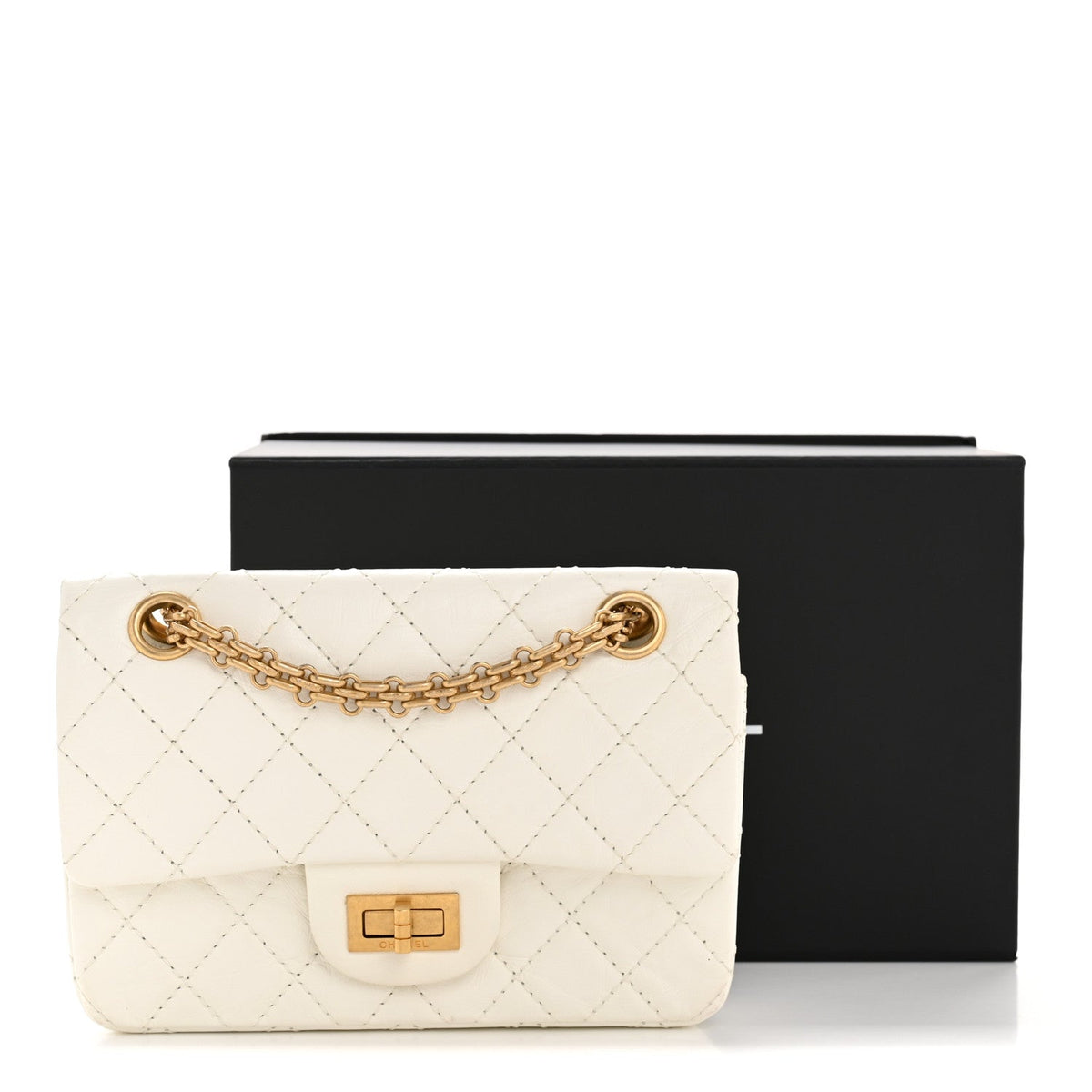 Mini Quilted Calfskin Flap Shoulder Bag - White