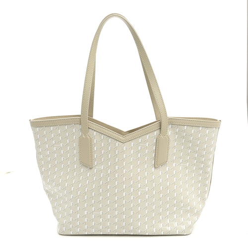 Calfskin Canvas Tote Bag - Beige