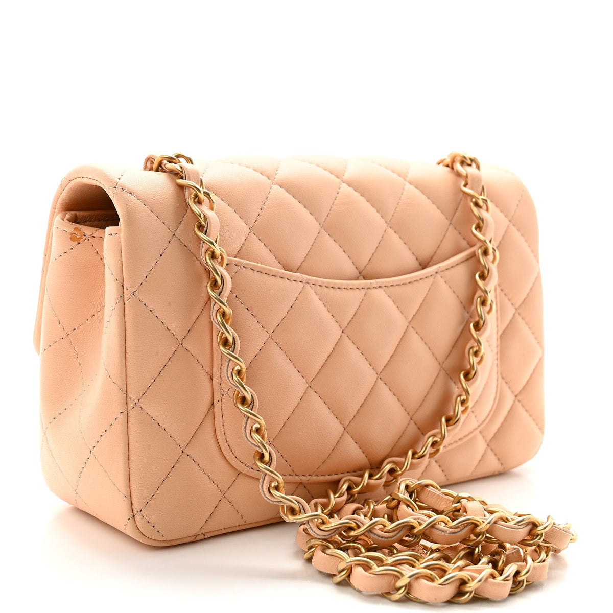 Mini Quilted Lambskin Flap Shoulder Bag - Tan