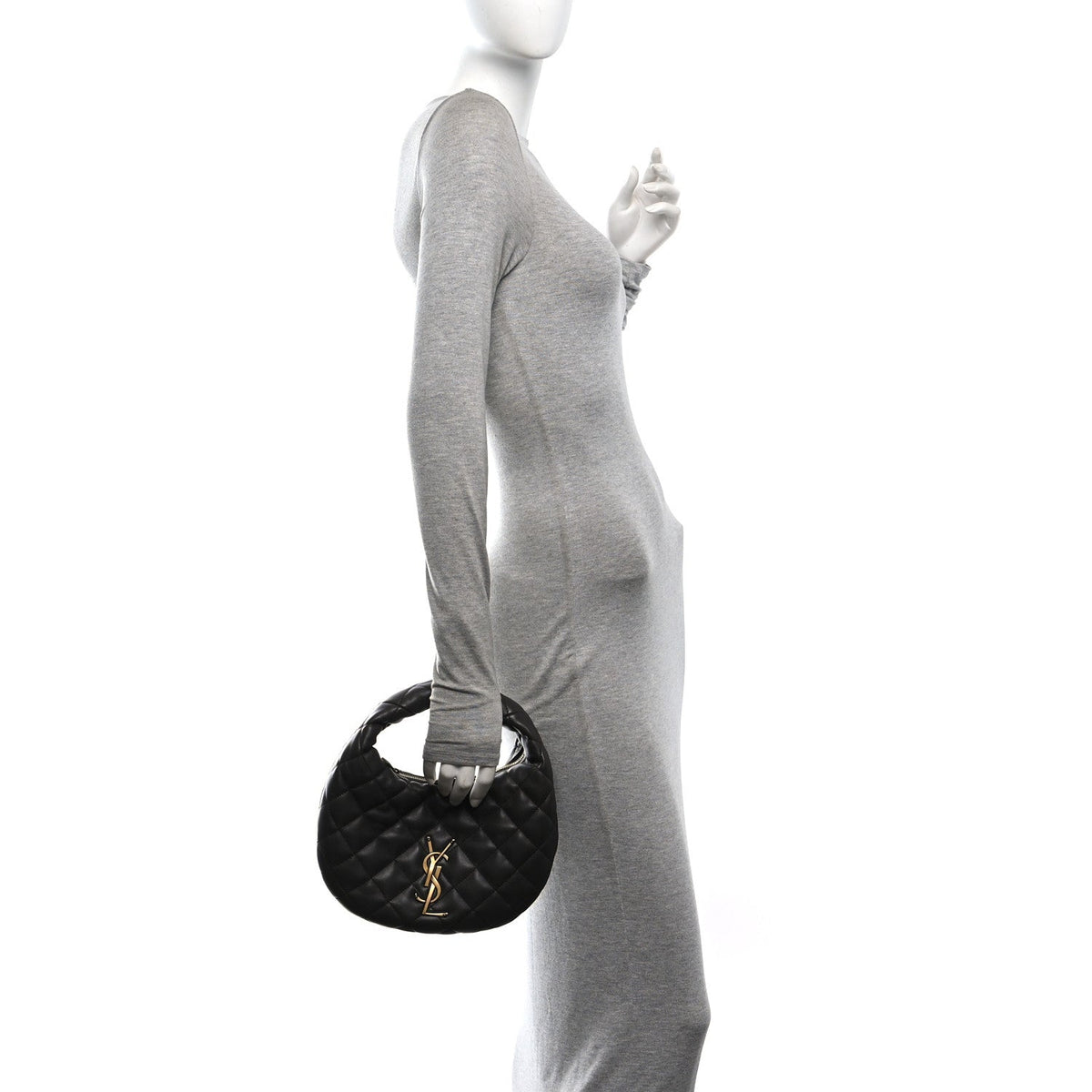 Quilted Lambskin Handbag - Grey