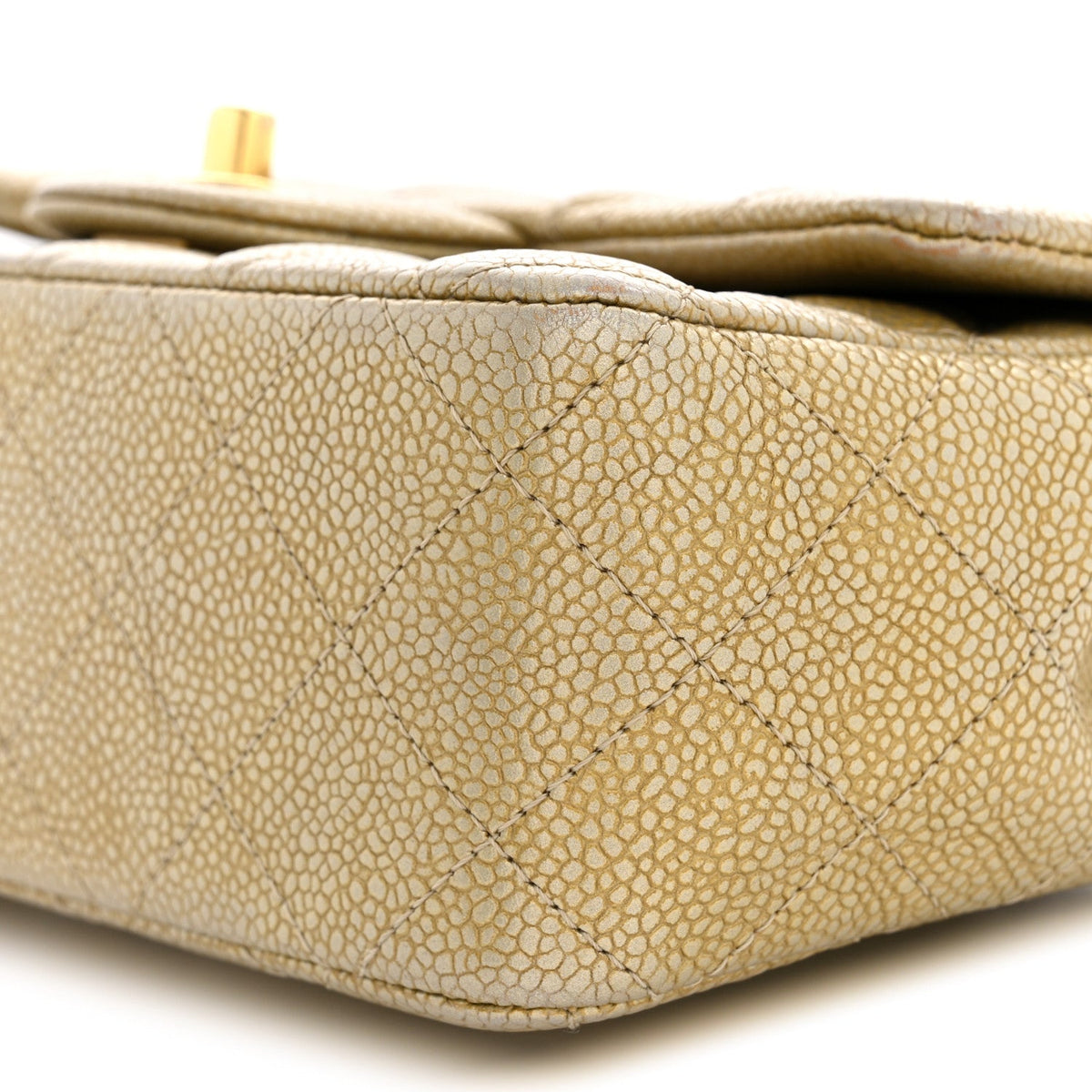 Mini Quilted Caviar Flap Shoulder Bag - Tan
