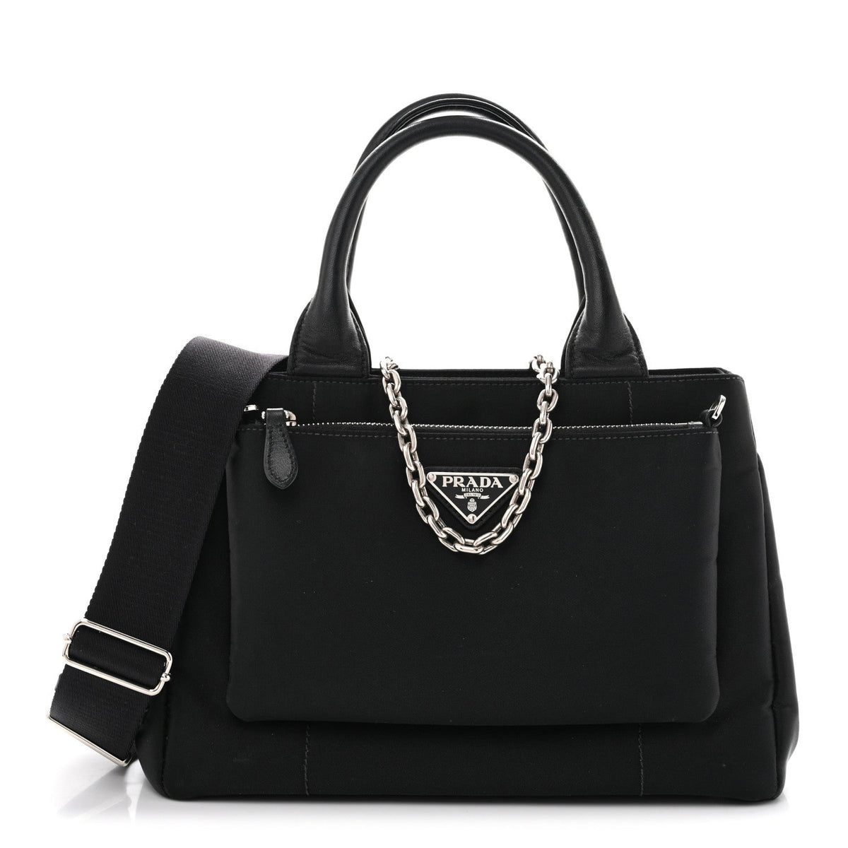 Nylon Nappa Tote Bag - Black