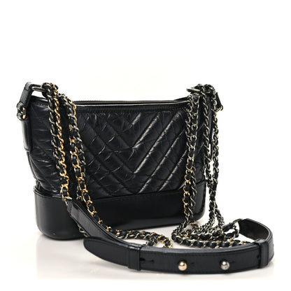 Small Quilted Calfskin Hobo Bag - Black