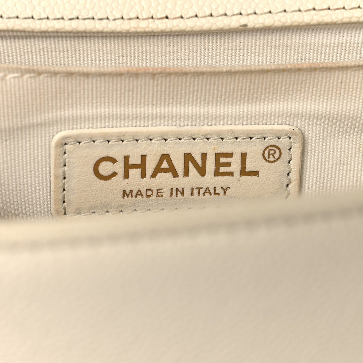 Medium Quilted Caviar Flap Shoulder Bag - White