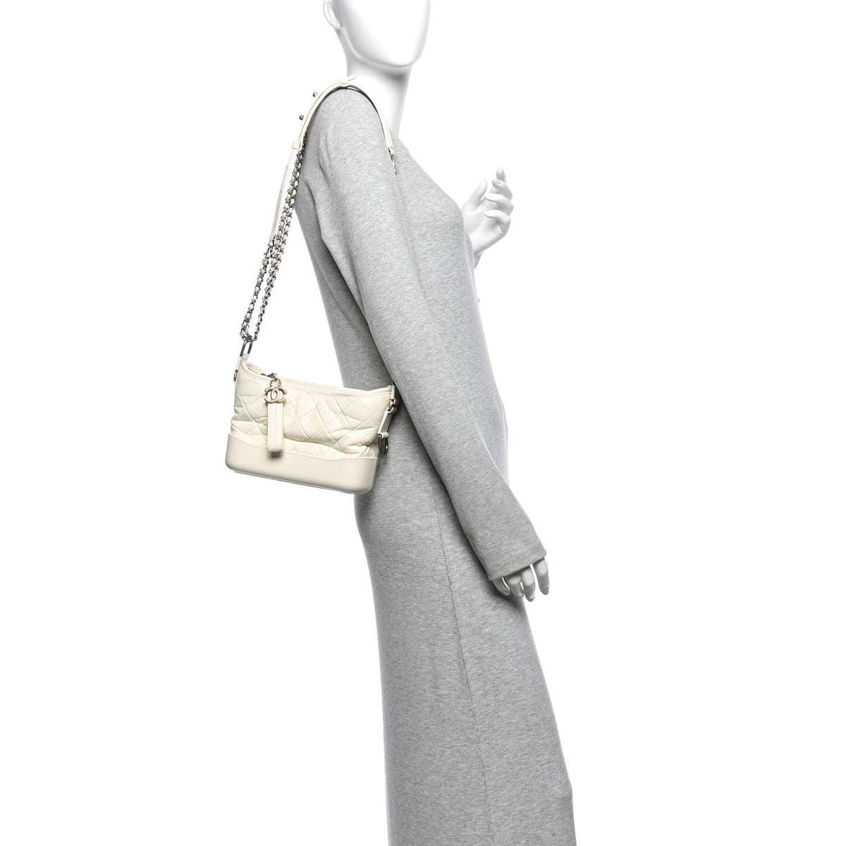 Small Quilted Calfskin Hobo Bag - White