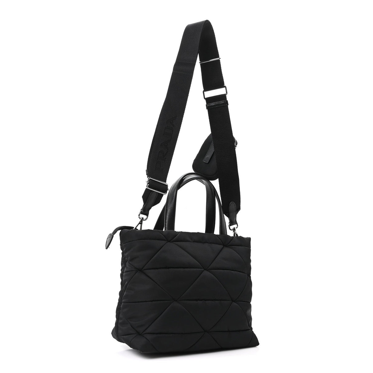 Quilted Nylon Tote Bag - Black