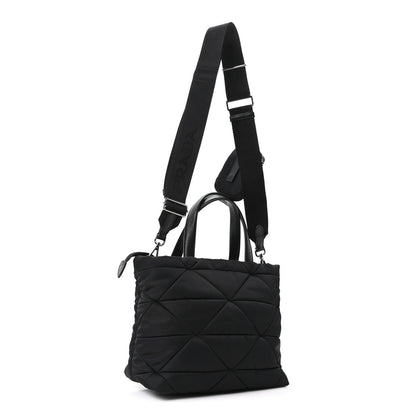 Quilted Nylon Tote Bag - Black