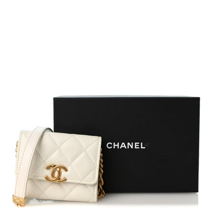 Quilted Caviar Clutch Bag - White