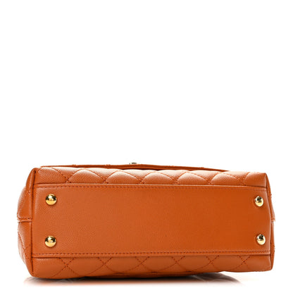 Mini Quilted Caviar Flap Shoulder Bag - Brown