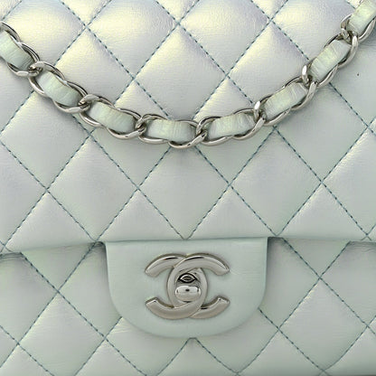 Medium Quilted Lambskin Flap Shoulder Bag - Light Blue