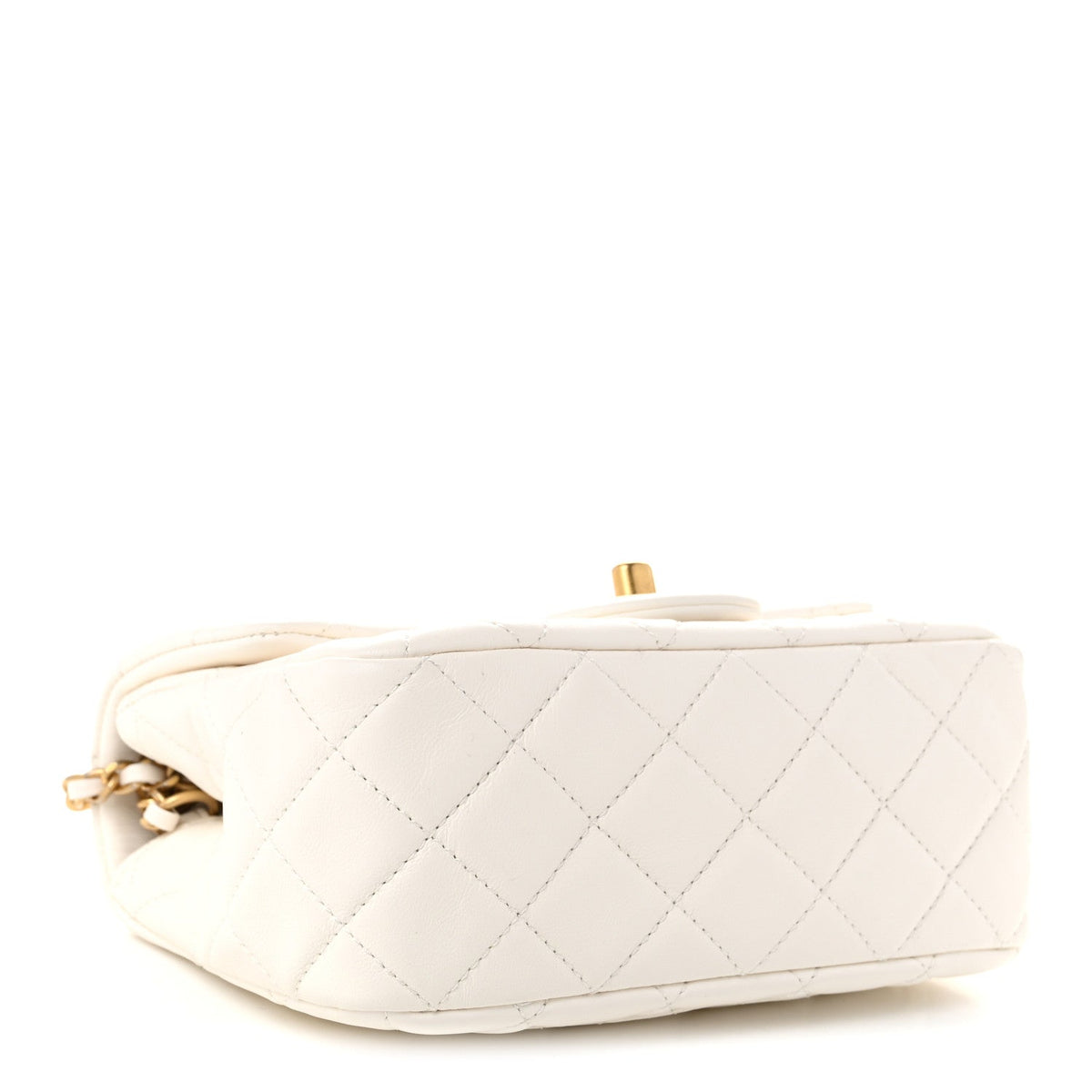 Mini Quilted Lambskin Flap Shoulder Bag - White