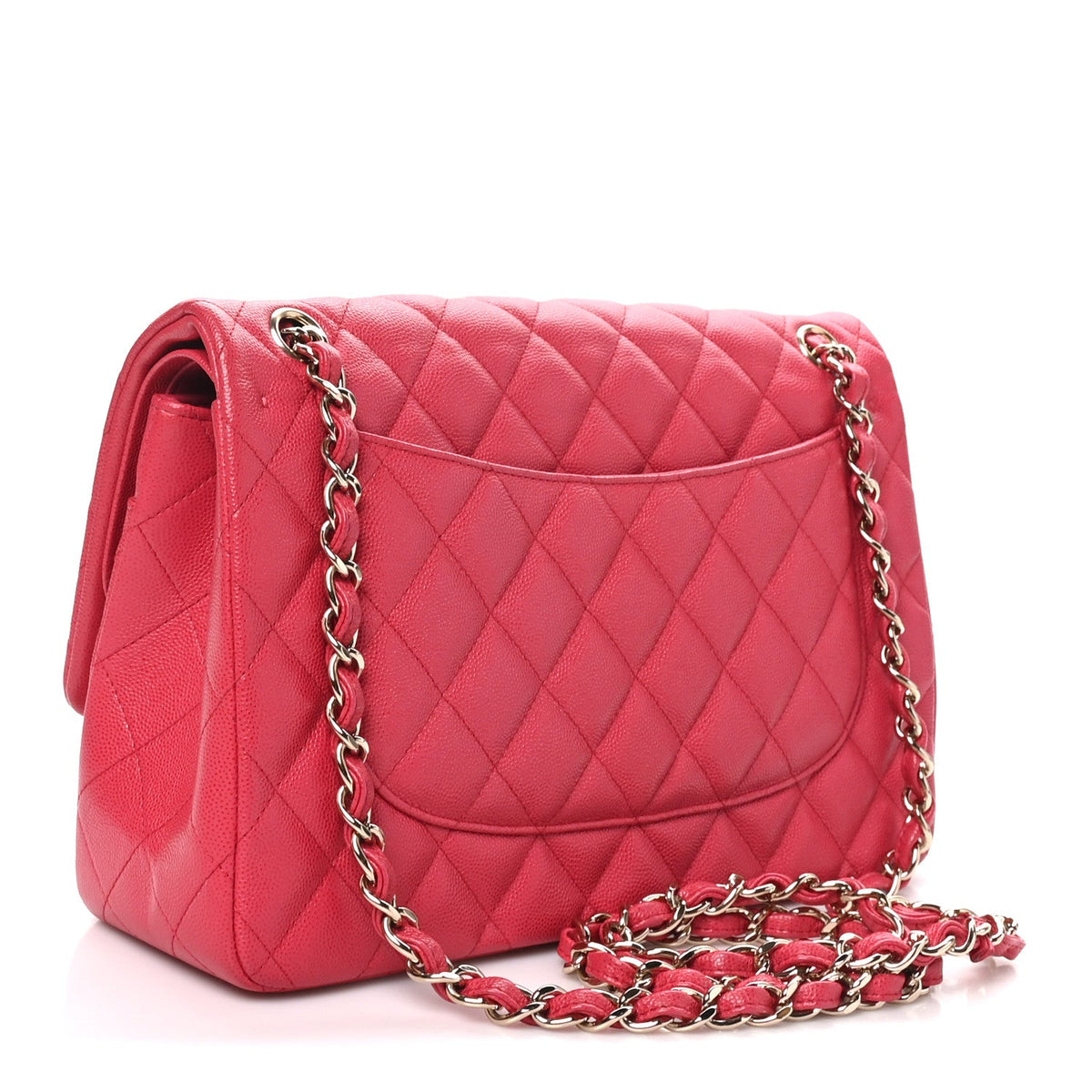 Quilted Caviar Flap Shoulder Bag - Pink