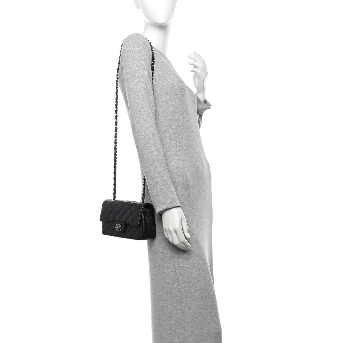 Mini Quilted Caviar Flap Shoulder Bag - Tan