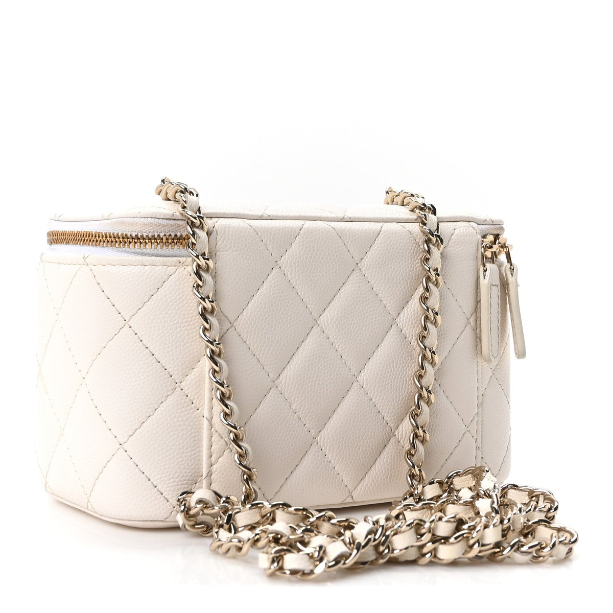 Quilted Caviar Handbag - White