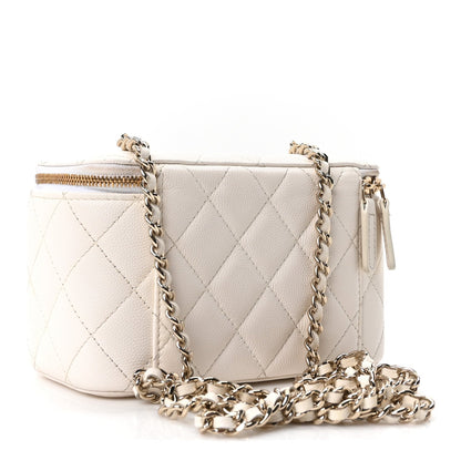 Quilted Caviar Handbag - White