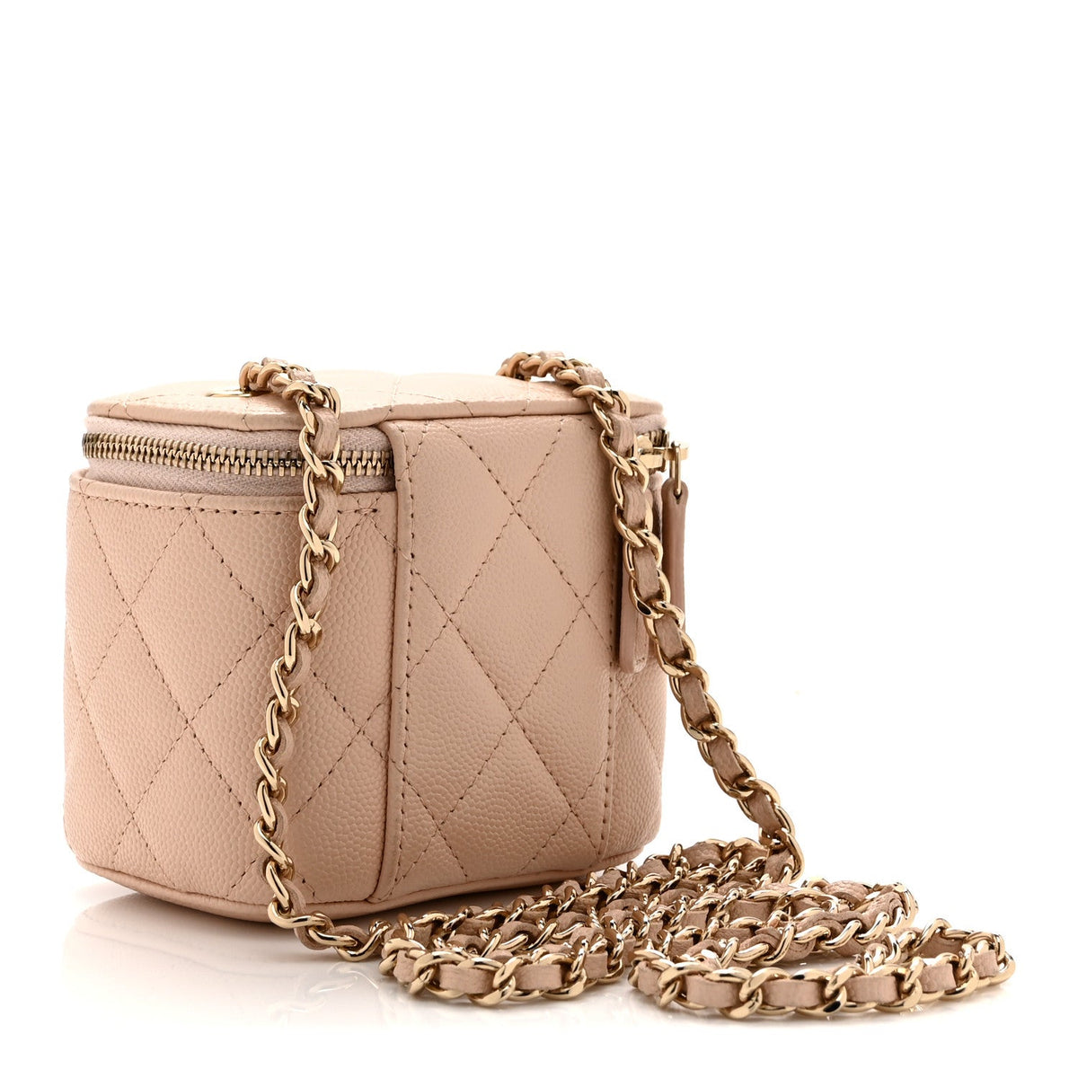 Mini Quilted Caviar Handbag - Beige
