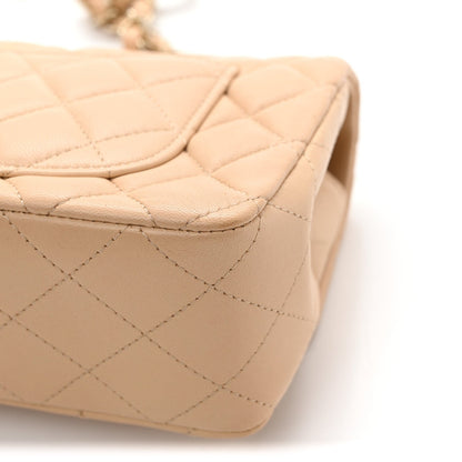 Mini Quilted Lambskin Flap Shoulder Bag - Tan