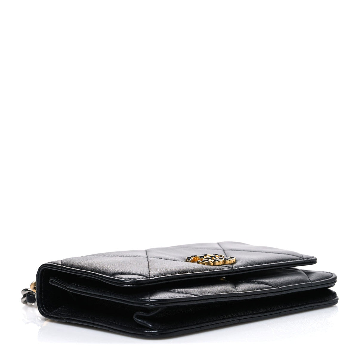 Quilted Goatskin Wallet Bag - Black