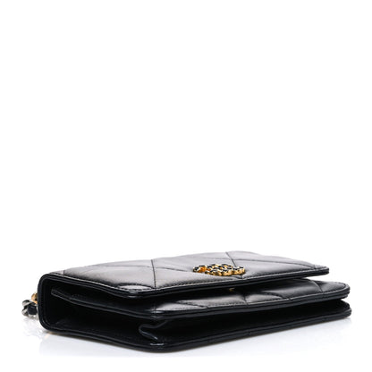Quilted Goatskin Wallet Bag - Black