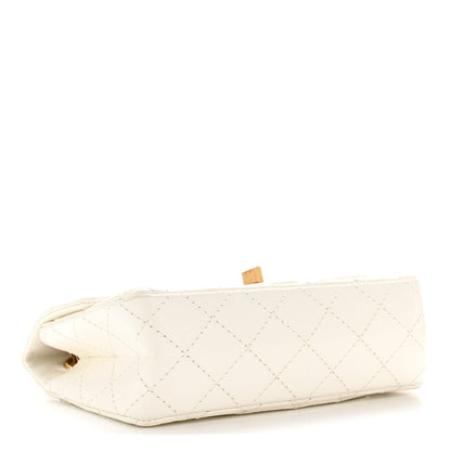 Mini Quilted Calfskin Flap Shoulder Bag - White
