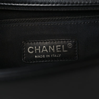 Medium Quilted Calfskin Flap Shoulder Bag - Black