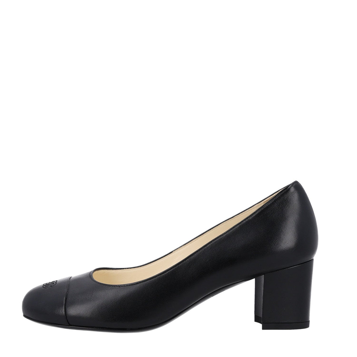Lambskin Cap Toe CC Uniform Pumps Black