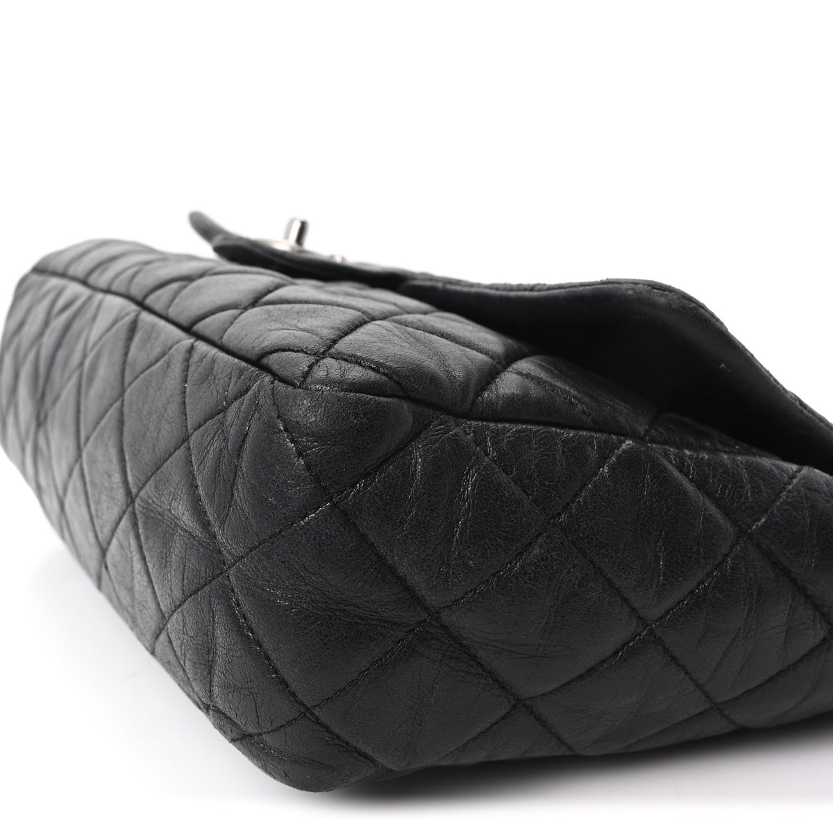 Quilted Lambskin Flap Shoulder Bag - Black