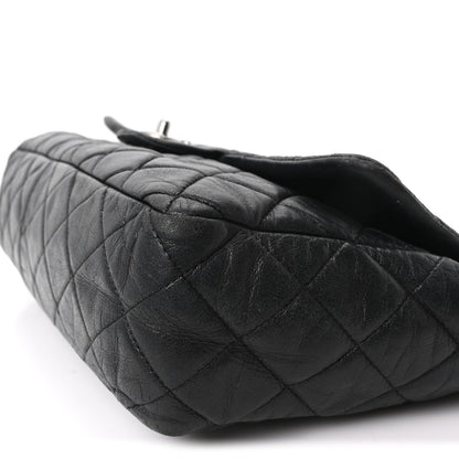 Quilted Lambskin Flap Shoulder Bag - Black