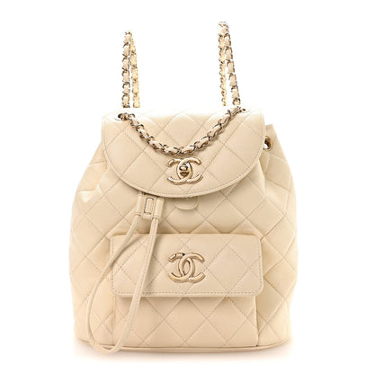 Quilted Caviar Backpack - White