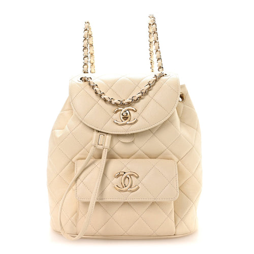Quilted Caviar Backpack - White