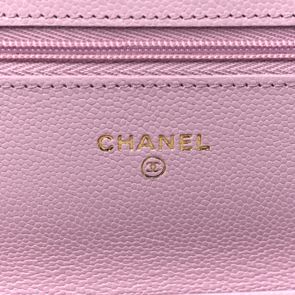 Quilted Caviar Wallet Bag - Pink