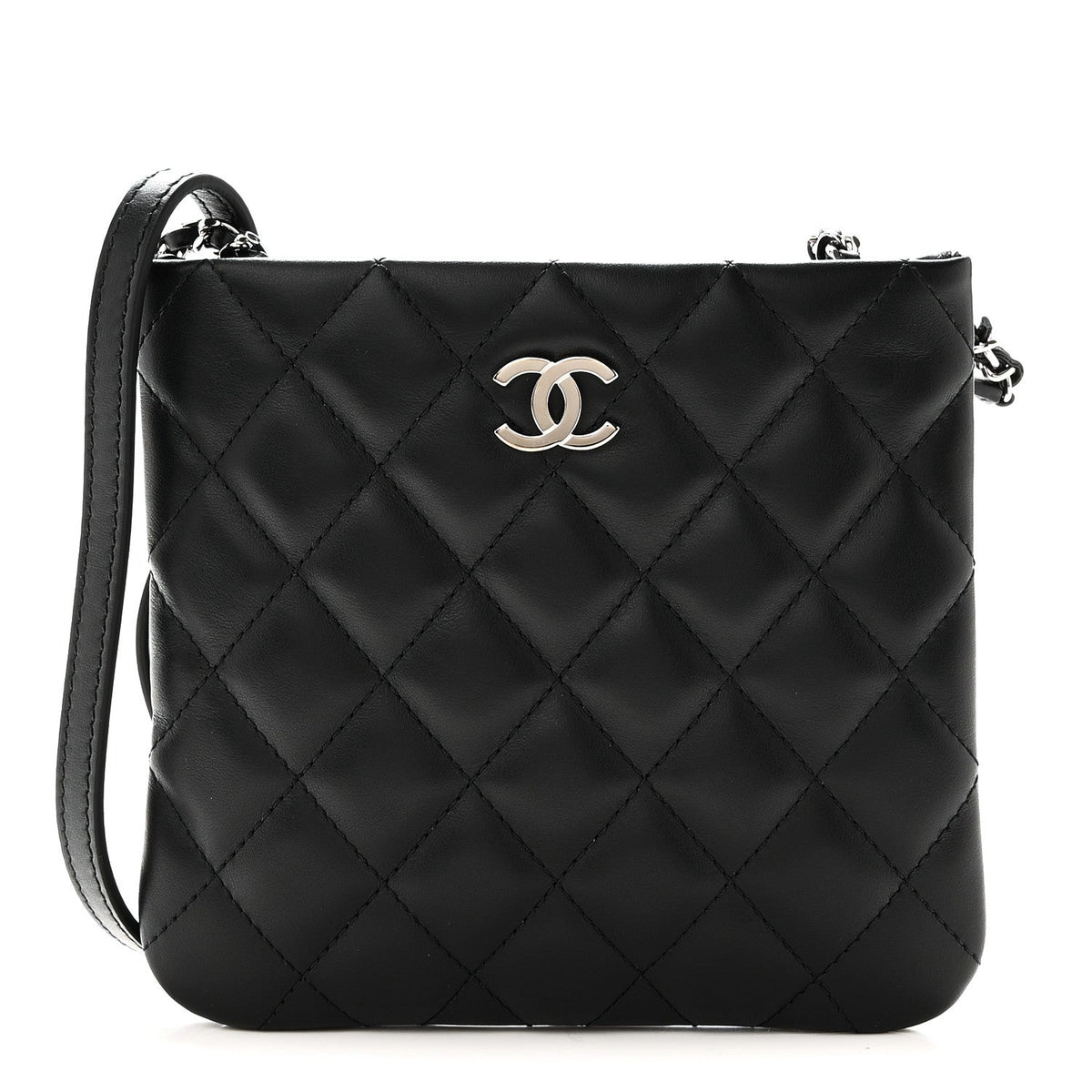 Quilted Lambskin Crossbody Bag - Black
