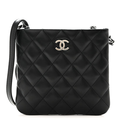 Quilted Lambskin Crossbody Bag - Black