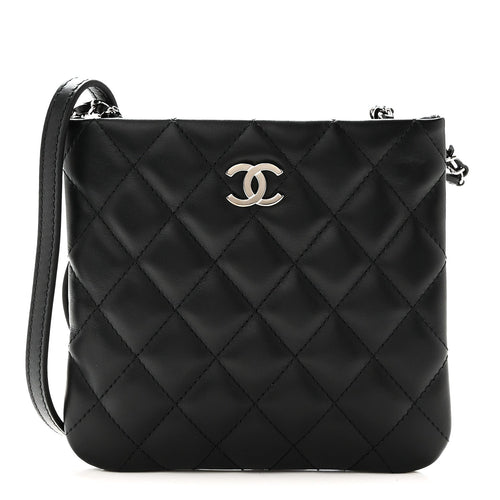 Quilted Lambskin Crossbody Bag - Black
