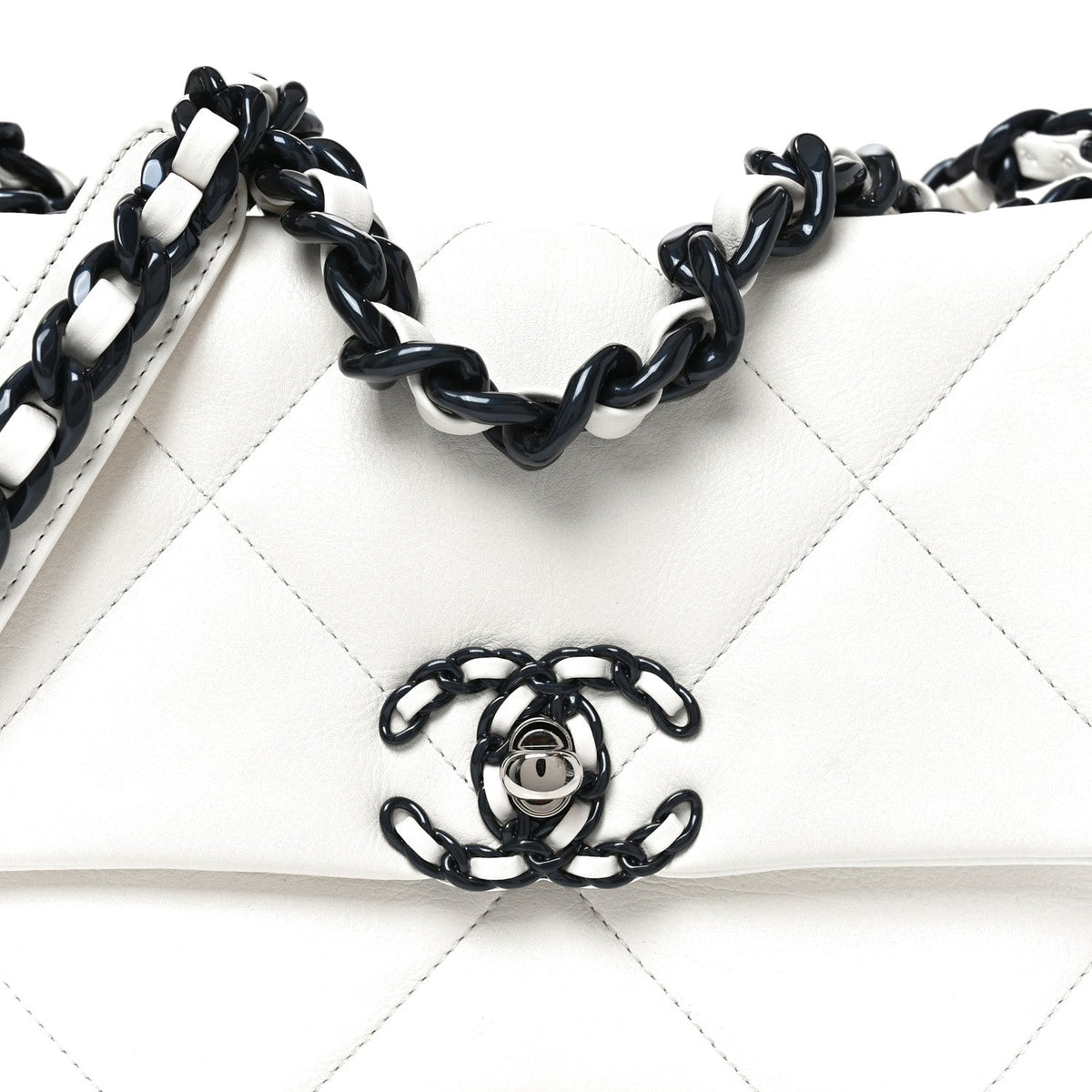 Medium Quilted Calfskin Flap Shoulder Bag - White