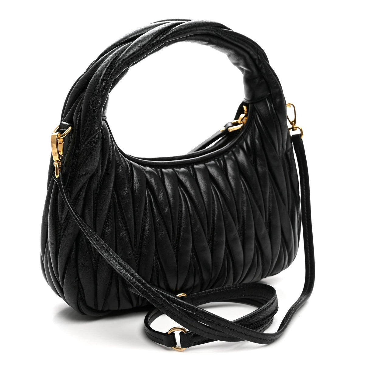 Small Nappa Hobo Bag - Black