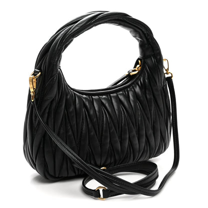 Small Nappa Hobo Bag - Black