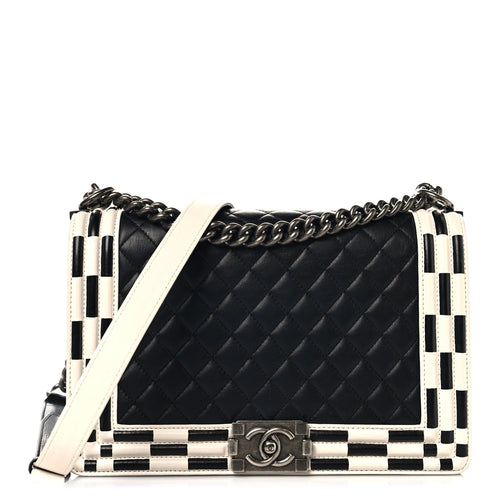 Medium Quilted Calfskin Flap Shoulder Bag - Black