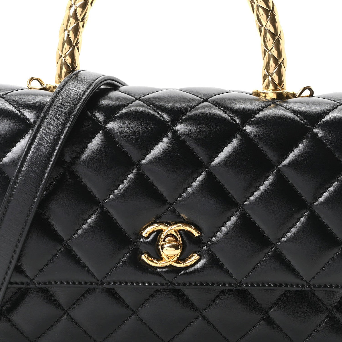 Mini Quilted Calfskin Flap Shoulder Bag - Gold